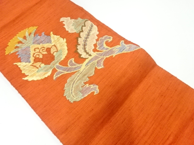 JAPANESE NAGOYA OBI / TSUMUGI / WOVEN FLORAL PLANTS